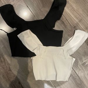 Zara black and white cropped top ribbed